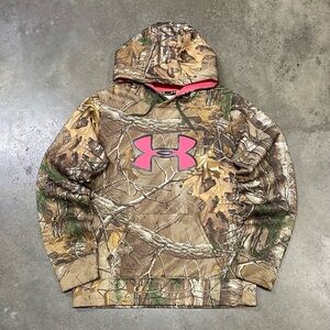 Under Armour Realtree Camo Pink Logo Pullover Sweatshirt Hoodie